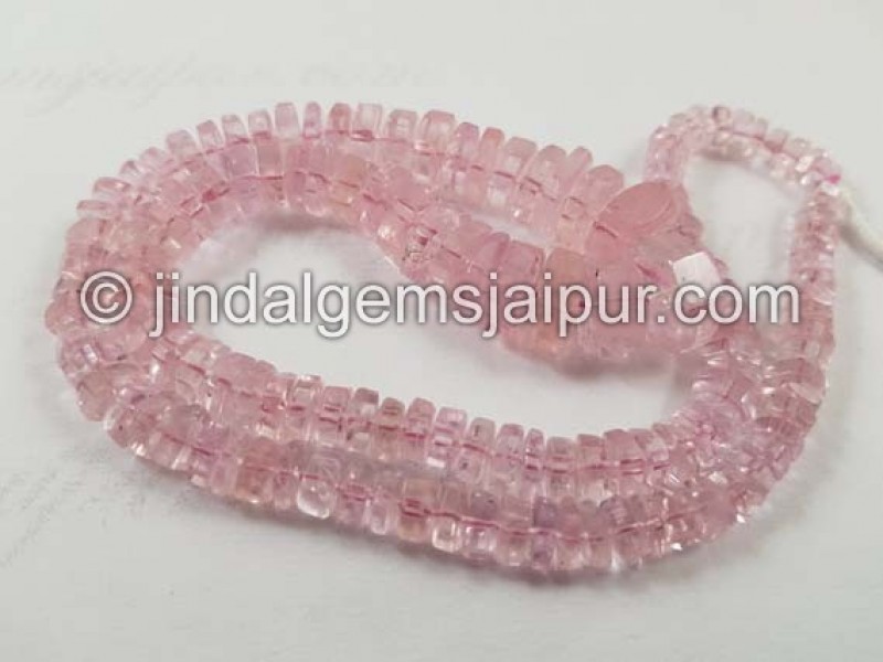 Pink Morganite Step Cut Roundelle Beads